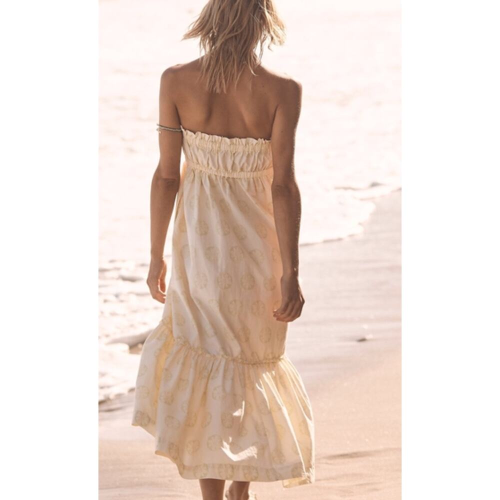 NWOT Free People Leanna Tube Top Midi Dress Wedding Guest Vacation Butter Yellow - Picture 3 of 9